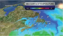  ?? WSI ?? Sea surface temperatur­es off our coasts range from 2° to 9° C right now. If the wind is blowing in off the water, you can’t hope for much heat.