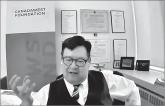  ?? SACPA/YouTube ?? Gary Mar, president and CEO of the Canada West Foundation and former provincial cabinet minister, was the featured speaker for this week's Southern Alberta Council on Public Affairs online session.