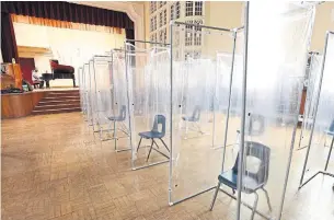  ??  ?? The school has found an innovative way around COVID-19 pandemic issues with the constructi­on of individual clear plastic tents made out of PVC piping and shower curtains.