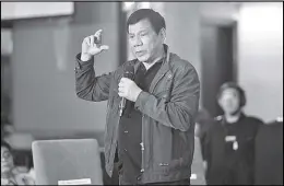  ??  ?? Incoming president Rodrigo Duterte during the Go Negosyo: Meet the Presidenti­ables Forum last February.