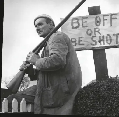  ??  ?? Trespass is often caricature­d by a farmer with a gun shouting ‘get orff my land!’, but barbed wire and stern signs are more likely. In England, trespass on private land is still a civil, not criminal, offence