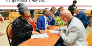  ?? Photo: ministry of education ?? Signed… Ministers of rural developmen­t and education during the signing off of arts and culture functions to regional councils.