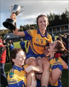  ??  ?? Annacurra captain Niamh Shannon is hoisted high in Pearse’s Park.