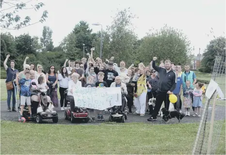  ?? ?? Campaigner­s turned out for a day of action and picnic to help save Disco Fields in Boldon Colliery from potential housing developmen­t.