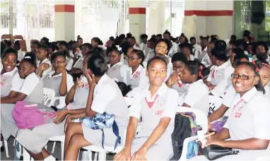  ??  ?? A full house! Grade-9 students filled the hall for the final career session of the day with Managing Director of Breakthrou­gh Communicat­ions Carlette DeLeon. It was the Young Career Women Day on Friday, April 28, at The Queen’s School.