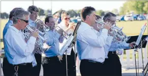  ?? Photo: GRANT STANTIALL ?? FOOTBALL BRASS: The Cambridge Brass Band was a popular addition to last Wednesday’s football game at John Kerkhof Park.