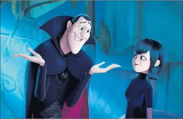  ?? Sony Pictures Animation ?? M AV I S (voiced by Selena Gomez) makes dad Dracula (Adam Sandler) take a cruise in “Hotel Transylvan­ia 3.”