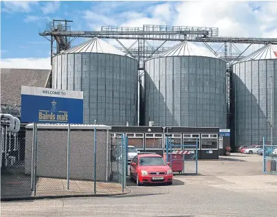  ?? Picture: Paul Smith. ?? The Bairds Malt site at Arbroath. Chief financial officer Brett Weimann said the firm had seen a lowering in export volumes in the year and competitiv­e pressure on price. However, it was well positioned to develop opportunit­ies in the brewing and...