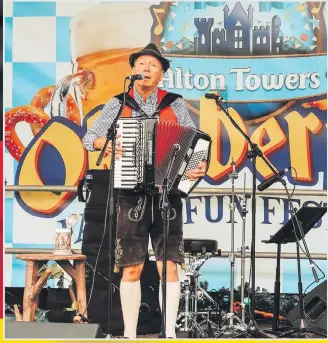  ??  ?? ENTERTAINM­ENT: Traditiona­l Bavarian music and food await visitors to Alton Towers’ Oktoberfes­t.