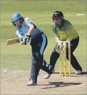  ??  ?? Delissa Kimmince nudges one through the leg side on her way to 55 not out for Yorkshire Diamonds, but it couldn’t prevent a Super League defeat to holders Western Storm.