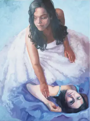  ??  ?? Bethel artist Nina Buxenbaum’s painting “Cousins” is on display in the Lockwood- Mathews Mansion Museum’s exhibit through Jan. 3.
“Karina and Irene” by Rita Baunok will be on display in the exhibit.