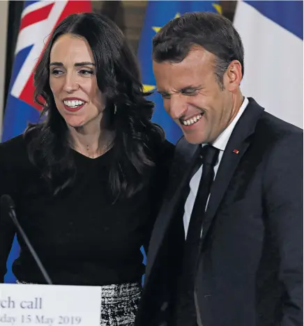  ?? Photo / Getty Images ?? Jacinda Ardern, with French President Emmanuel Macron at the Christchur­ch Call in Paris, has enhanced her stature overseas, but now must show those talents on the domestic front.