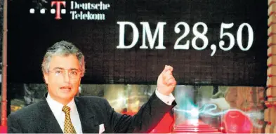  ?? Dpa-ArchivbILD: Pilick ?? Warb 1996 für die T-Aktie: der damalige Telekom-Chef Ron Sommer