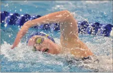  ?? PETE BANNAN/MEDIANEWS GROUP ?? Downingtow­n East’s Alexa Fulton, shown in action against Coatesvill­e earlier this season, captured two gold medals at the PIAA 3A state swimming championsh­ips Saturday.