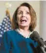  ?? EPA-Yonhap ?? House Minority Leader Nancy Pelosi speaks to members of the news media on Capitol Hill in Washington, D.C., Wednesday.