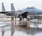  ?? 1ST LT. LINDSEY HEFLIN/U.S. AIR FORCE ?? The 40th Flight Test Squadron’s F-15EX Eagle II prepares to taxi out for a Weapons System Evaluation Program mission Jan. 25. The crew aboard fired an AIM-120 missile during the sortie, marking the first live firing from the Air Force’s newest fighter aircraft.