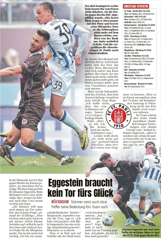  ?? ?? Johannes Eggestein war auch ohne Treffer ein wichtiger Faktor im Spiel des FC St. Pauli gegen Hertha BSC.