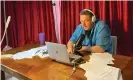  ?? Photograph: PR HANDOUT ?? ‘We did it to set the record straight’ ... Steve Schirripa recording the Talking Sopranos podcast.