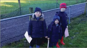  ??  ?? Young coursing enthusiast­s attending the meeting at Castleisla­nd on Sunday were the O Connor brothers Liam,Tadhg and Seán from Scartaglin. Photo Moss Joe Browne.