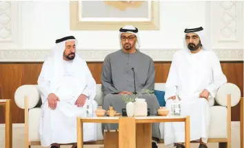  ?? WAM ?? Above: Shaikh
■
Mohammad Bin Zayed with Shaikh Mohammad Bin Rashid and Dr Shaikh Sultan.
