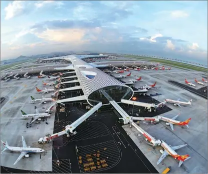  ?? PROVIDED TO CHINA DAILY ?? A bird’s-eye view of Shenzhen Bao’an Internatio­nal Airport in Guangdong province.