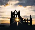  ??  ?? Sunset at Whitby Abbey, Yorks, on Thursday