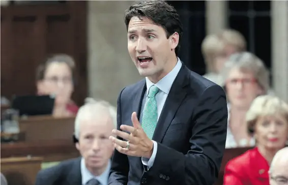  ?? FRED CHARTRAND/THE CANADIAN PRESS ?? Liberal Leader Justin Trudeau has said he wants to only appoint independen­t senators, empowering a committee of worthies to draw up lists for him.