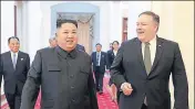  ?? AFP FILE ?? Kim Jong Un with US secretary of state Mike Pompeo.