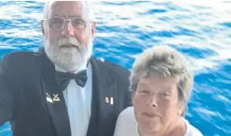  ??  ?? Robin and Helen Cook, who were stuck on their Caribbean Cruise, have returned to Inverkeith­ing.