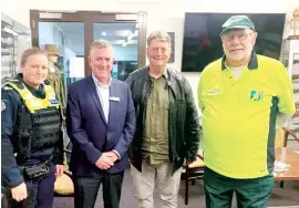  ??  ?? Right - At the recent Neighbourh­ood Watch meeting are (from left) leading senior constable Paula Fowler, Baw Baw Shire mayor Danny Goss, Neighbourh­ood Watch secretary treasurer David Piggin and area manager Michael Royce.