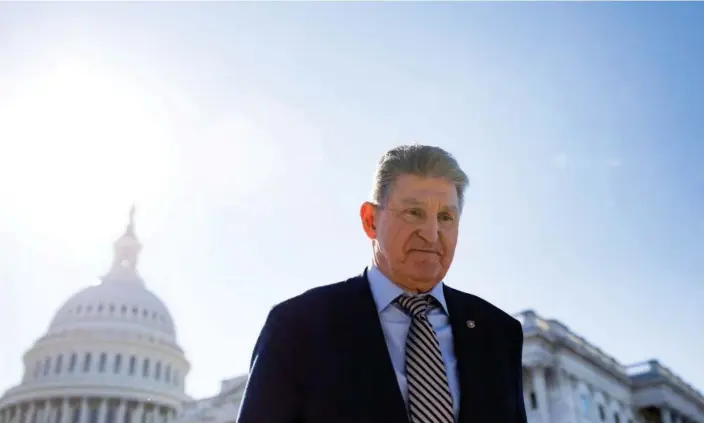  ?? Photograph: Tom Brenner/Reuters ?? Joe Manchin on Capitol Hill in February. Manchin’s opposition became clear on Thursday night.