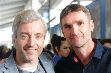  ??  ?? Former Irish soccer internatio­nal Stephen Hunt and Waterford hurling legend Tony Browne met up at the game in Semple Stadium, Thurles, on Sunday (Photograph: George Hatchell).