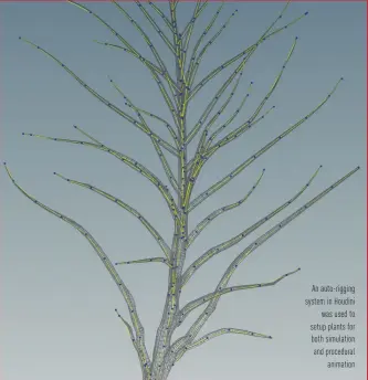  ??  ?? An auto-rigging system in Houdini was used to setup plants for both simulation and procedural animation