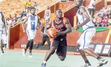  ??  ?? Action during the FIBA Africa Zone 3 Qualifiers game in Contonou between Rivers Hoopers and Elan Sportif, yesterday, which ended 71-63 in favour of Hoopers