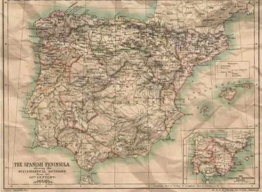  ?? ?? DIVISIÓN DE LA PENÍNSULA IBÉRICA EN EL SIGLO XIII.
En el mapa de la derecha podemos ver los territorio­s de Occitania y la Corona de Aragón en el año 1213, en vísperas de la batalla de Muret