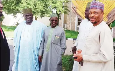  ??  ?? Former Commission­er for Finance Bauchi State, Garba Dahiru with Halliru Abdullahi, Sale Hussaini Gamawa and Aminu Umar Gadiya, during their appearance yesterday at the Federal High Court in Bauchi for alleged conspiracy and accepting cash payment...