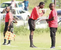  ?? ?? RED RAGE: Moloi arguing with the ref during the Angels game