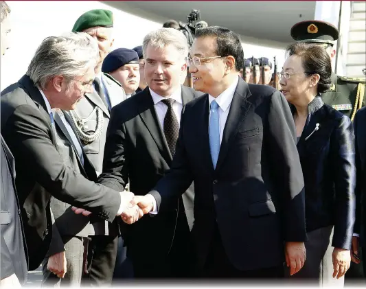  ?? Photo: Xinhua ?? Chinese Premier Li Keqiang arrives in Berlin, Germany on Sunday for the fifth round of China-Germany intergover­nmental consultati­ons and an official visit to the European country.