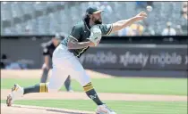  ?? ANDA CHU — BAY AREA NEWS GROUP ?? In surrenderi­ng four runs in five innings on Thursday, it was the first time Sean Manaea (6-5) gave up more than two runs since May 18 against Houston.