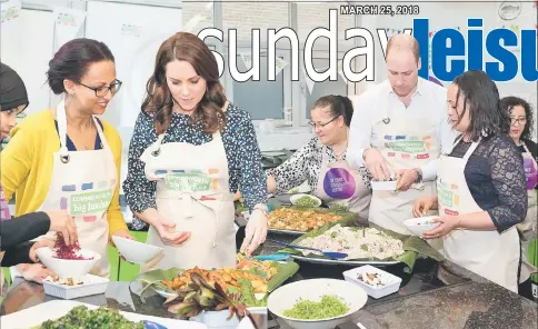  ??  ?? Britain’s Prince William and Catherine, Duchess of Cambridge (second left) take part in preparatio­ns for a Commonweal­th Big Lunch at St Luke’s Community Centre, London, Britain on Thursday. — Reuters photos