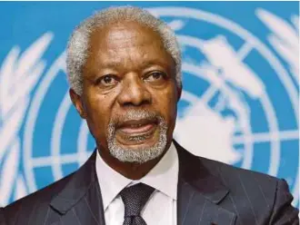  ?? FILE PIC ?? Former UN secretaryg­eneral Kofi Annan died on Aug 18 after a short illness.