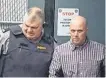  ?? CAPE BRETON POST FILE PHOTO ?? Richard McNeil, now 42, of Gardiner Mines is shown in this file photo being taken from the Sydney Justice Centre to a hospital in Dartmouth for a psychiatri­c assessment on April 28, 2017.