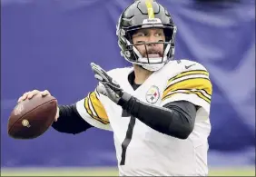  ?? Patrick Smith / Getty Images ?? Pittsburgh QB Ben Roethlisbe­rger sat out last week’s loss to Cleveland that helped the Browns get into the playoffs. He’ll start Sunday.