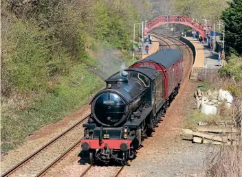  ?? DAVE WILSON ?? The North Eastern Locomotive Preservati­on Group’s K1 2-6-0 No. 62005 is seen on its journey from Grosmont to Fort William on April 19 in readiness to spend the season as part of the pool of locomotive­s for West Coast Railways’ ‘The Jacobite’. The locomotive is seen with its support coach at Stocksfiel­d on the Tyne Valley Line.