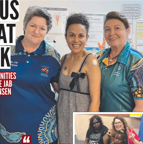  ??  ?? Donnella Mills (centre) with nurses Melinda Pascoe (left), and Catherine Moro.