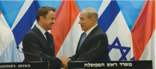  ??  ?? LUXEMBOURG PRIME MINISTER Xavier Bettel visits Jerusalem on Monday. He suggested the duchy as a possible location for peace talks to Prime Minister Benjamin Netanyahu.