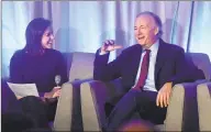  ?? Tyler Sizemore / Hearst Connecticu­t Media ?? Bridgewate­r Associates founder Ray Dalio with CNBC reporter and panel moderator Leslie Picker at the Greenwich Economic Forum on Nov. 15, 2018.