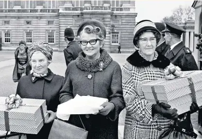  ??  ?? A visit from the Whitehouse: Mary Whitehouse (centre) at Buckingham Palace in 1969; the 1968 musical Hair, right, was on a list of banned works