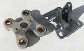  ??  ??  The new powdercoat­ed HSP bracket simply replaces the stock axle bracket. The slotted holes in the new bracket help make installati­on a little easier. Be sure to torque the axle U-bolt nuts to factory specificat­ion and re-check torque after a couple hundred miles of driving.