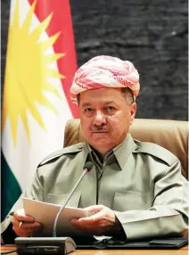  ??  ?? Massoud Barzani, president of Iraq’s Kurdistan region